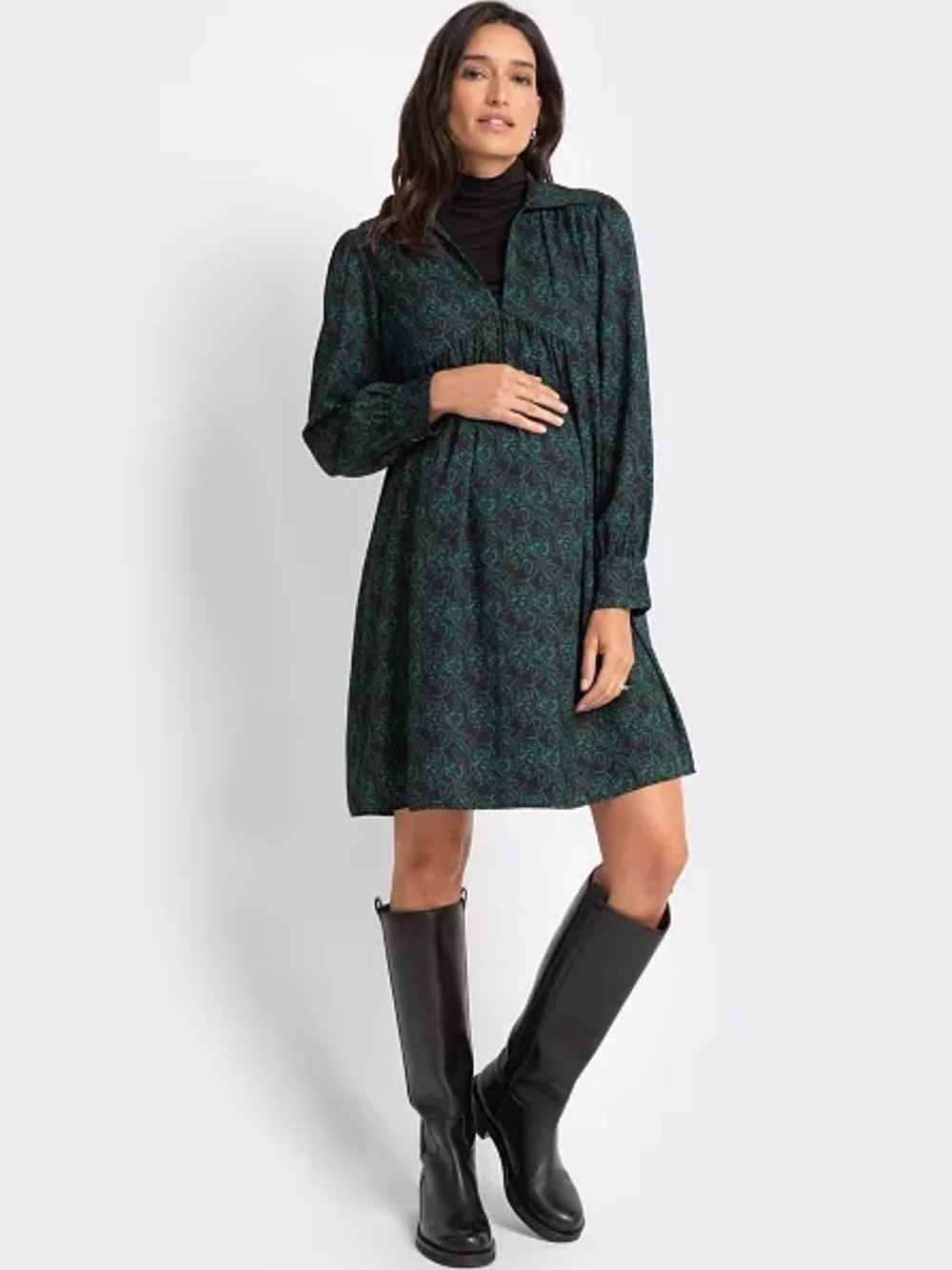 Seraphine Floral Collared V Neck Long Sleeve Dress Size US 14